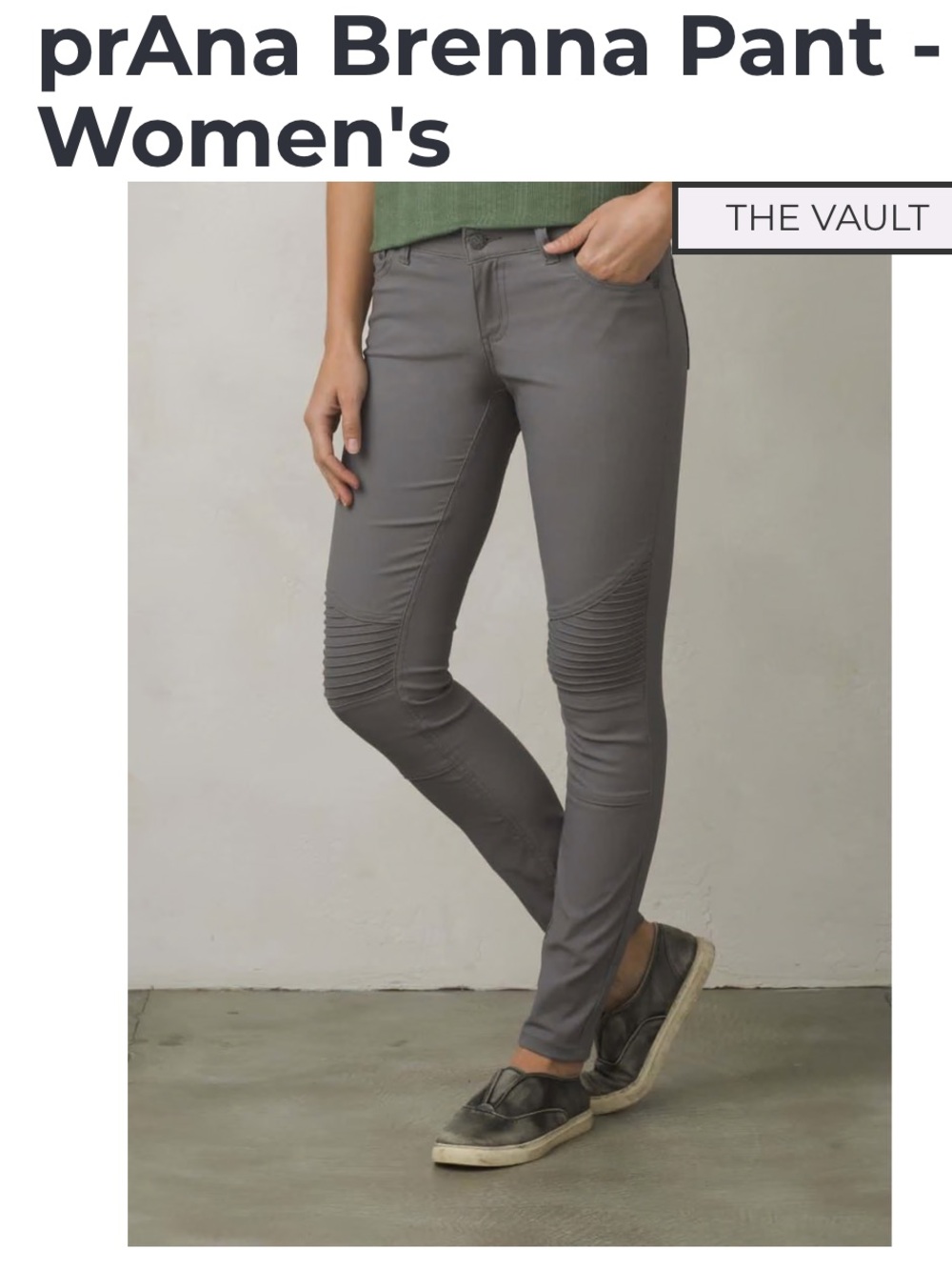 prAna Brenna Gray Moto Pants Ribbed Knee Panels, size 8/29 inseam